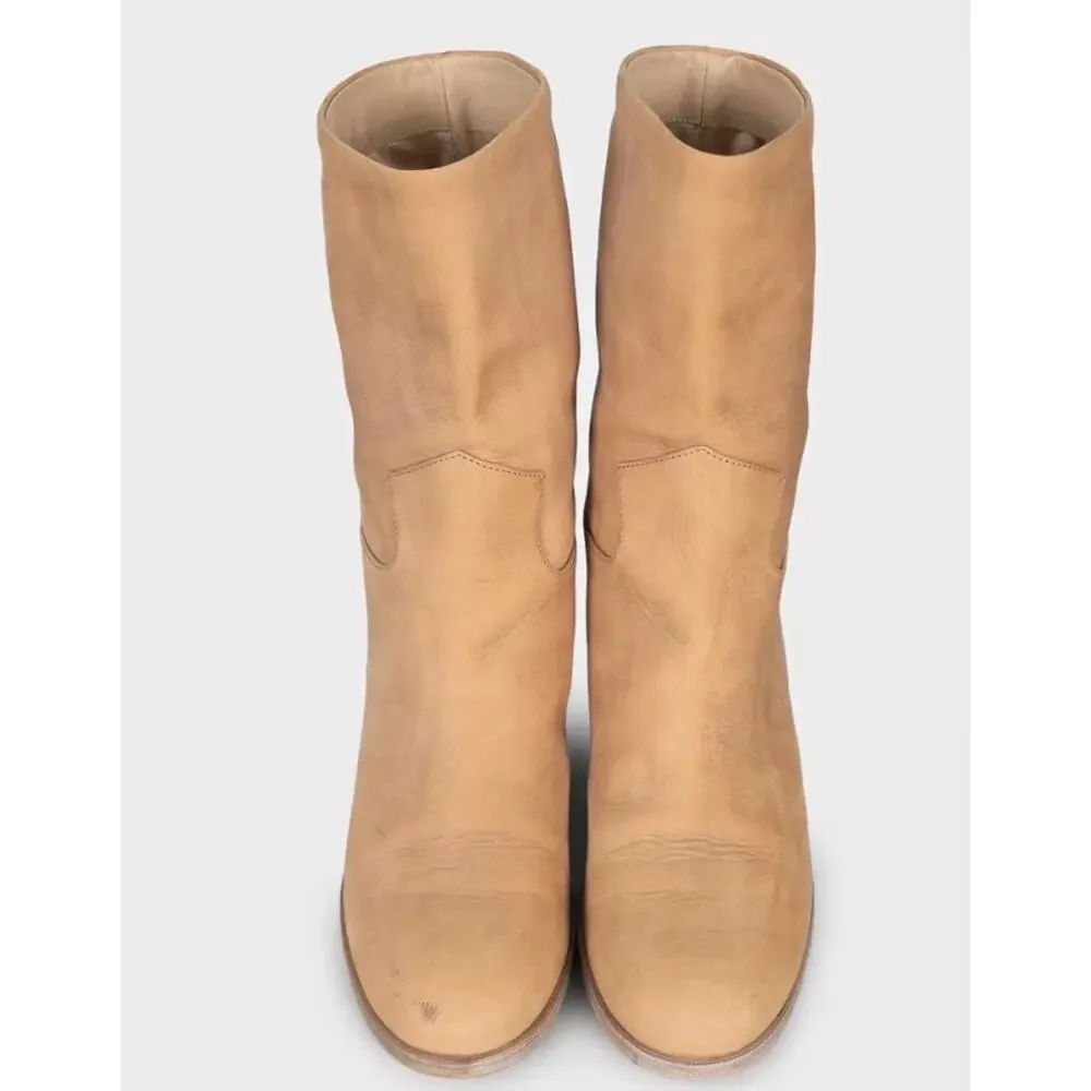 Chanel Brown Leather Heeled Ankle Boots - Size 38.5